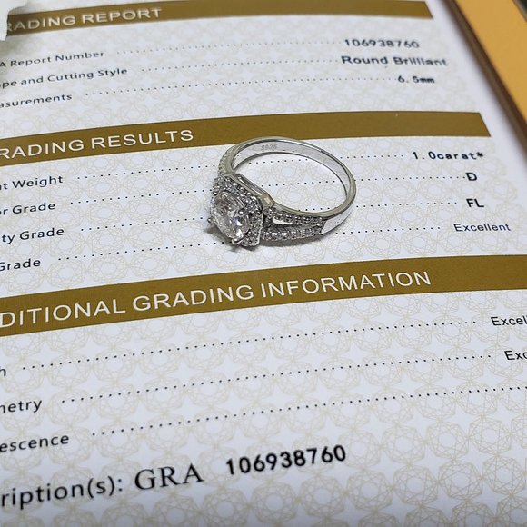 1 Carat Moissanite Ring with 925 Sterling Silver Band, D-FL - Picture 8 of 11